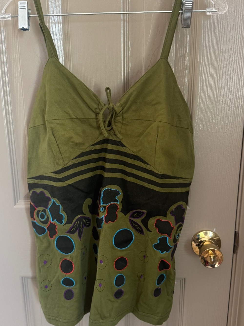 Women's brand new Couleurs Du Monde green tank top 100% cotton Sz XL